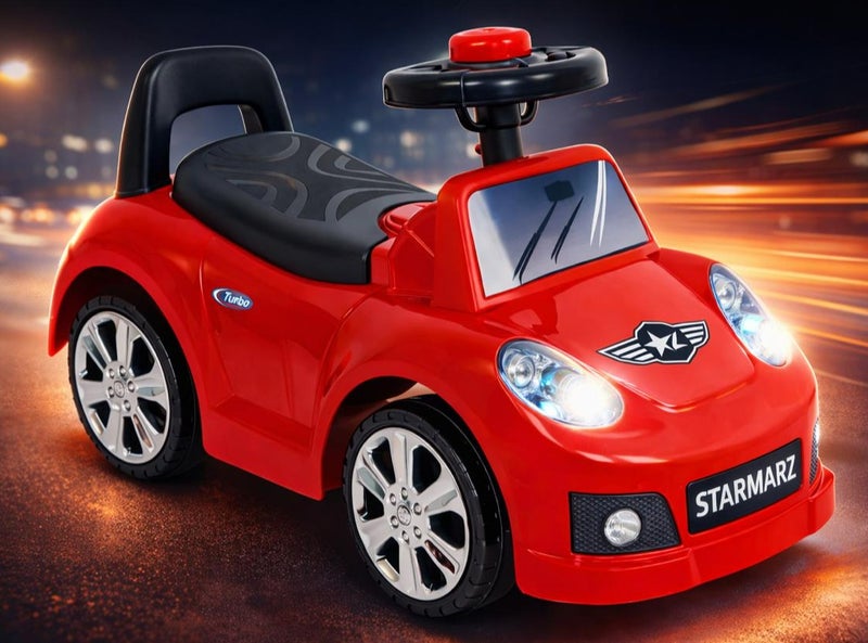 StarMarz Mini Rider Push Car with Light & Music – Premium Ride-On Baby Walker with Steering Wheel, Backrest & Storage – Kids 1–5 Years, Red - Image 3